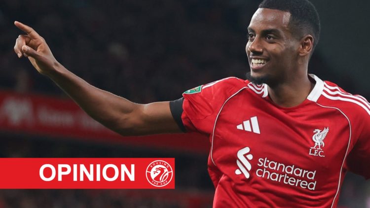 Alexander Isak celebrates after scoring for Liverpool during their Carabao Cup third round match against Southampton at Anfield.