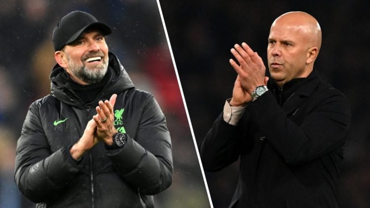Jurgen Klopp applauds fans after Liverpool's Premier League match at Anfield. Arne Slot applauds Liverpool fans after defeat against Chelsea in the...