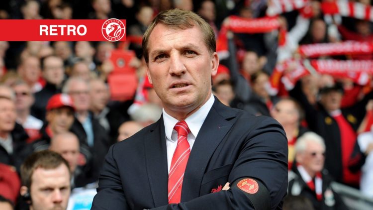 Manager of Liverpool Brendan Rodgers looks out to the fans before the Barclays Premier League match between Liverpool and Newcastle United at Anfield