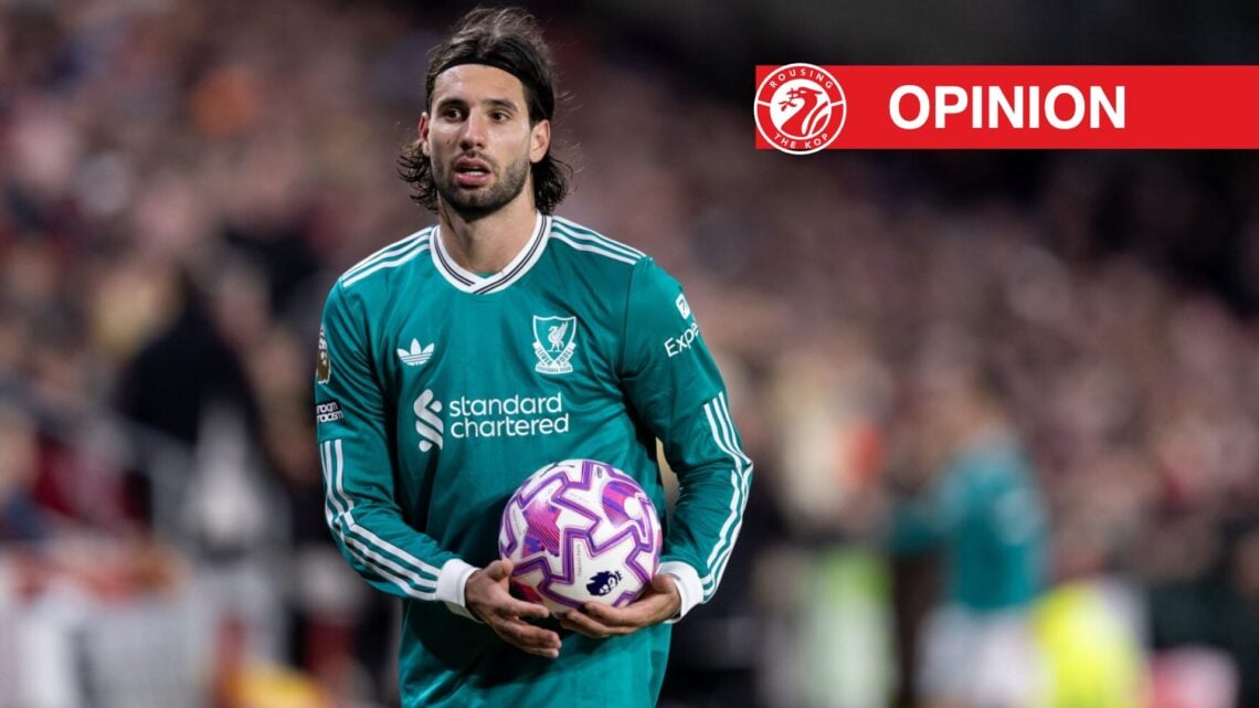 Dominik Szoboszlai of Liverpool looks on during the Premier League match between Brentford and Liverpool at Gtech Community Stadium