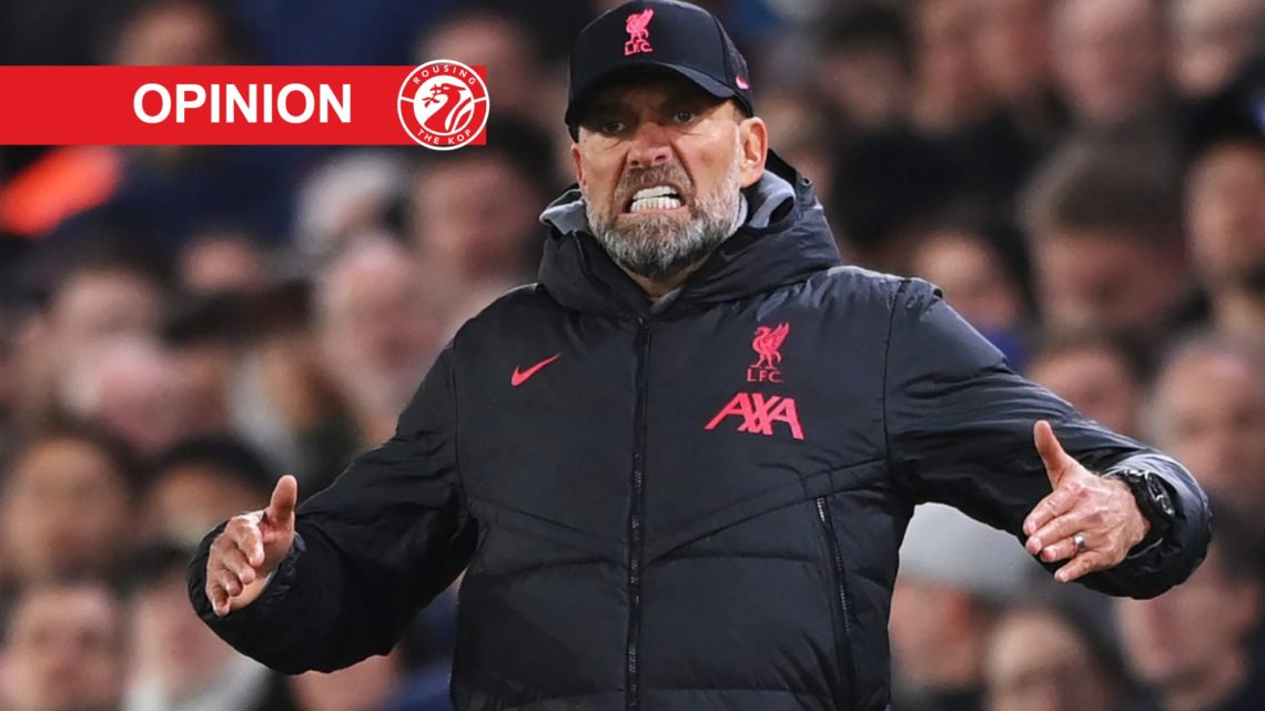 Jurgen Klopp gestures to his team during Liverpool's Premier League match against Leeds United at Elland Road.