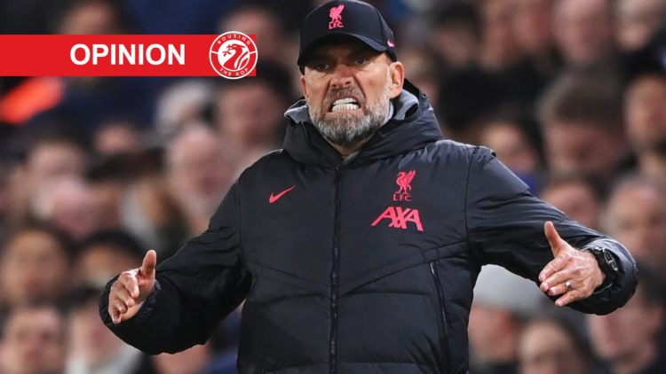 Jurgen Klopp gestures to his team during Liverpool's Premier League match against Leeds United at Elland Road.