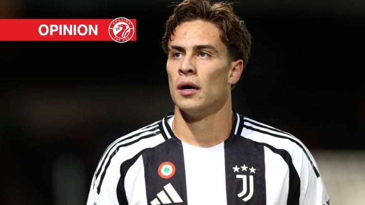 Kenan Yildiz of Juventus looks on during the Serie A match between Lecce and Juventus at Stadio Via del Mare
