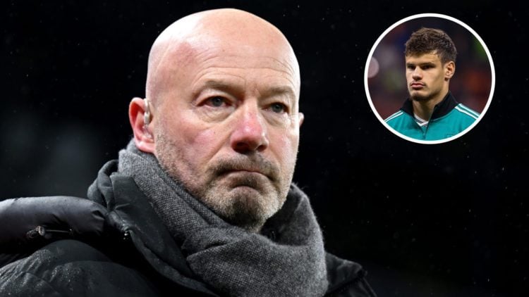 Amazon Prime pundit and former footballer, Alan Shearer looks on prior to the UEFA Champions League 2024/25 League Knockout Play-off first leg matc...