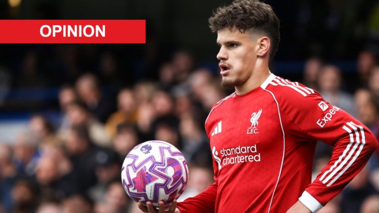 Opinion label (left), Milos Kerkez (right) holds the ball against Chelsea