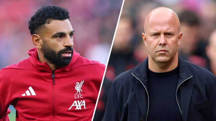 Mohamed Salah warms up ahead of Liverpool's pre-season match against Athletic Bilbao at Anfield. Arne Slot walks out before Liverpool's Premier Lea...