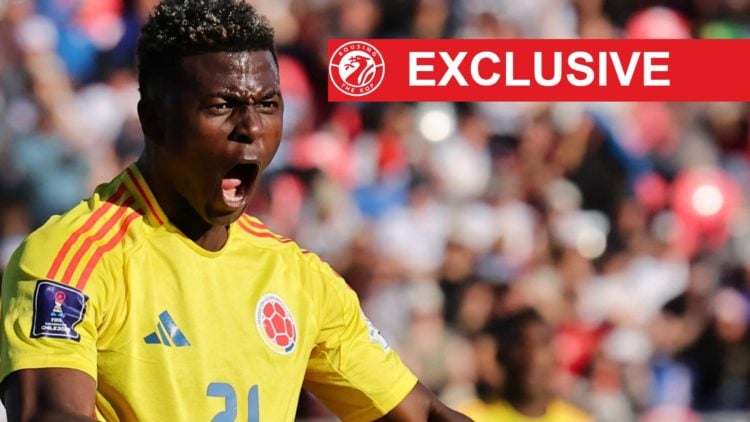 Neiser Villarreal celebrates after scoring for Colombia during their FIFA U20 World Cup quarter-final against Spain.
