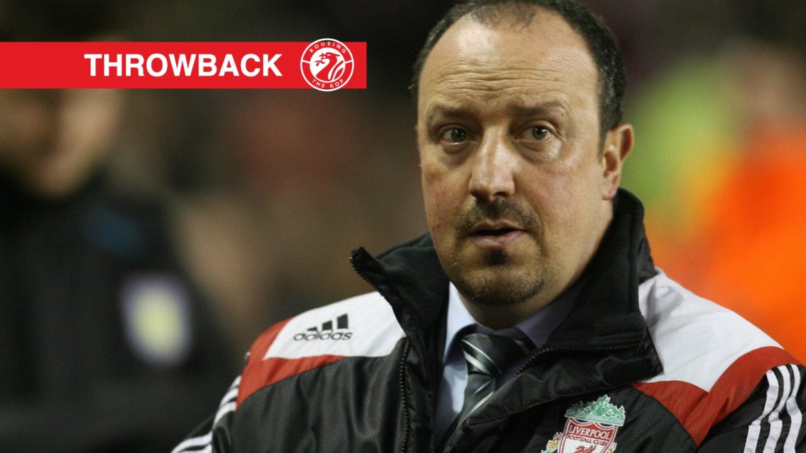 Liverpool football manager Rafael Benitez takes his seat before their English Premiership football match against Aston Villa at Anfield, Liverpool,...