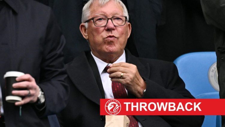 Sir Alex Ferguson pictured in the director's box during a Premier League clash between Manchester United and Manchester City.