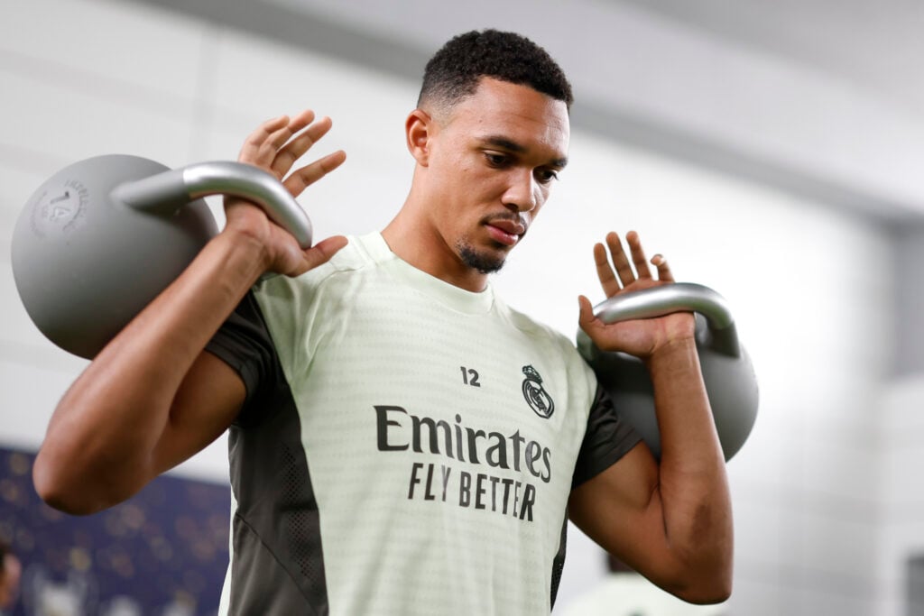 Trent Alexander-Arnold of Real Madrid is training at Valdebebas training ground.