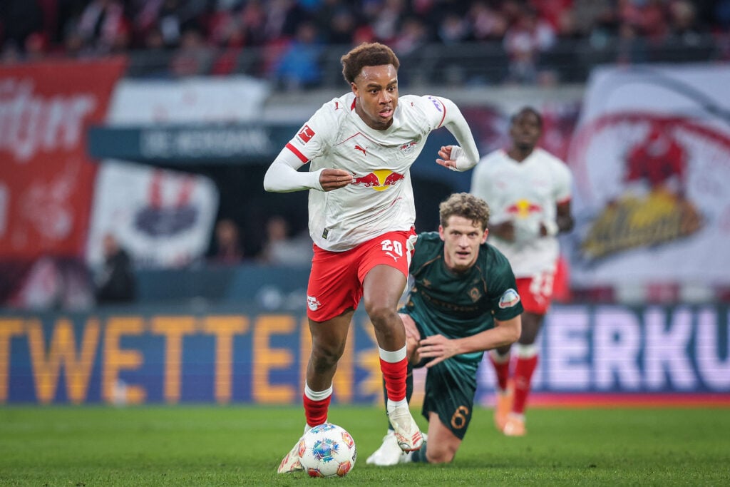 Assan Ouedraogo runs with the ball during RB Leipzig's Bundesliga match against Werder Bremen at Red Bull Arena.