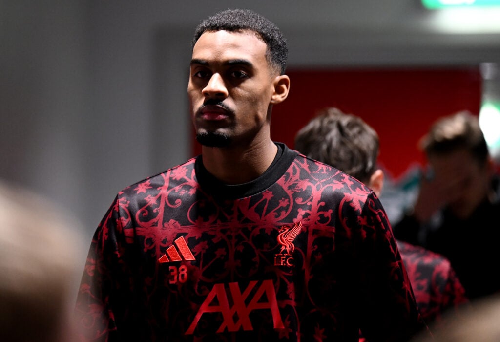 Ryan Gravenberch pictured inside Anfield ahead of Liverpool's Premier League match against Nottingham Forest