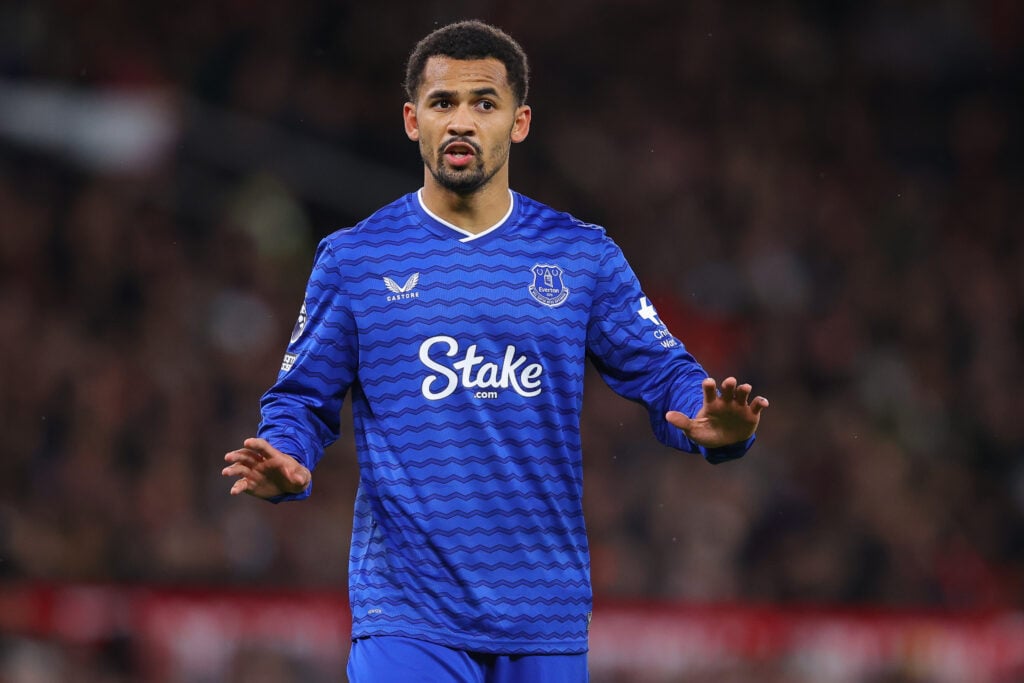 Iliman Ndiaye of Everton during the Premier League match between Manchester United and Everton at Old Trafford