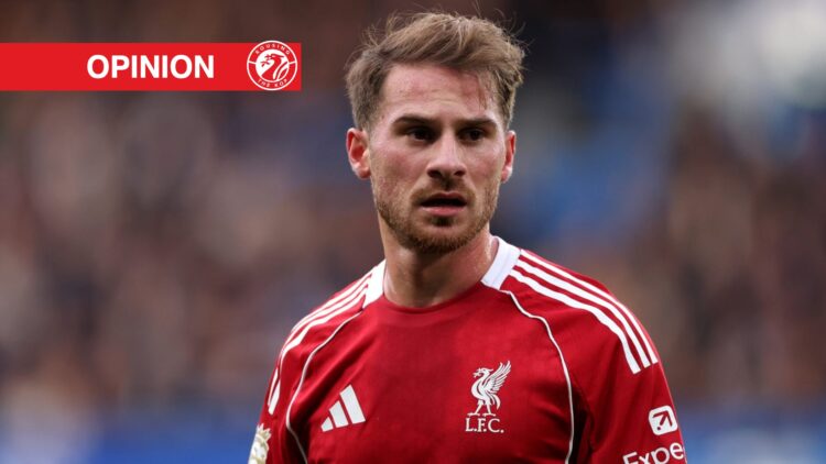 Alexis Mac Allister of Liverpool during the Premier League match between Chelsea and Liverpool at Stamford Bridge on October 04, 2025 in London.