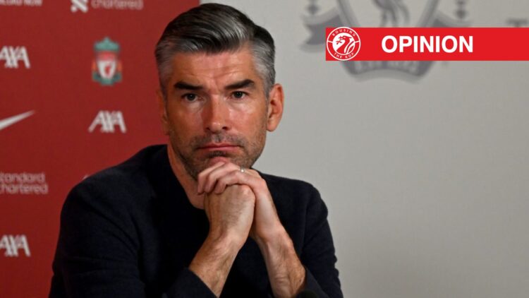 Richard Hughes pictured unveiling Arne Slot as Liverpool's new head coach.