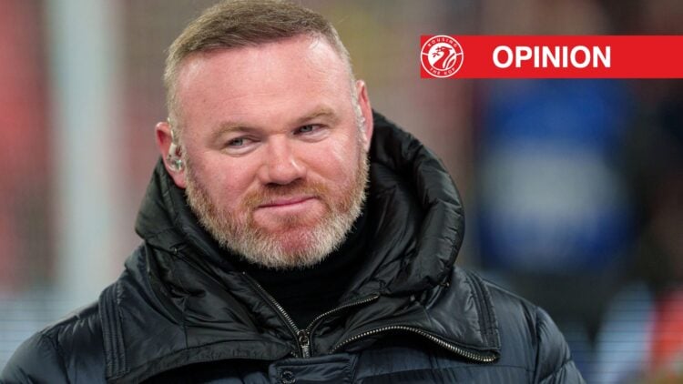 Former Manchester United player Wayne Rooney pictured presenting a Champions League game between Liverpool and PSG.