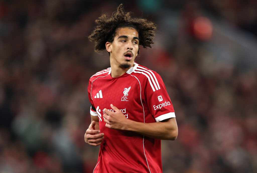 Jayden Danns pictured in action during Liverpool's Carabao Cup match against Southampton at Anfield.