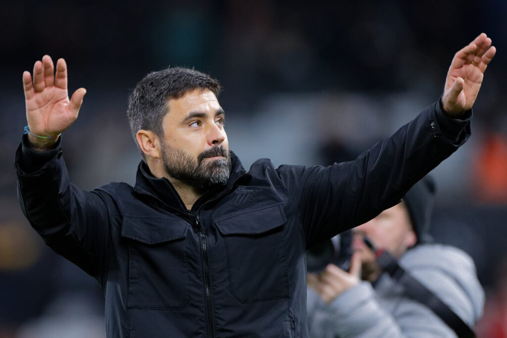 Vitor Matos salutes supporters after Swansea City's match against Oxford United at the Liberty Stadium.