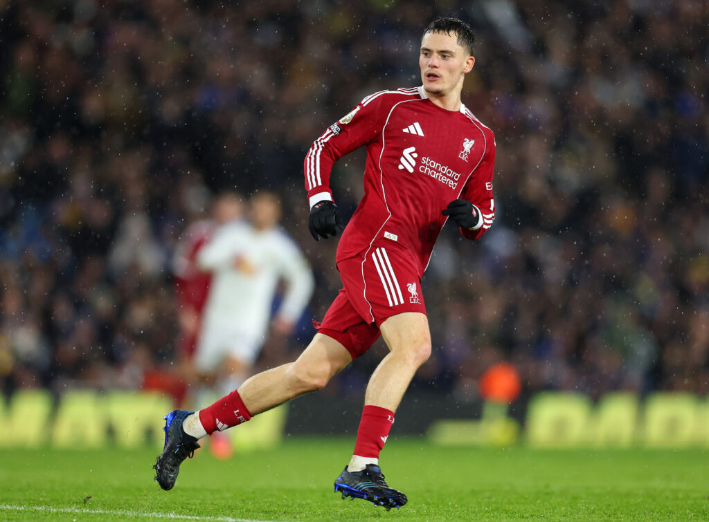 Florian Wirtz in action during Liverpool's Premier League match against Leeds United