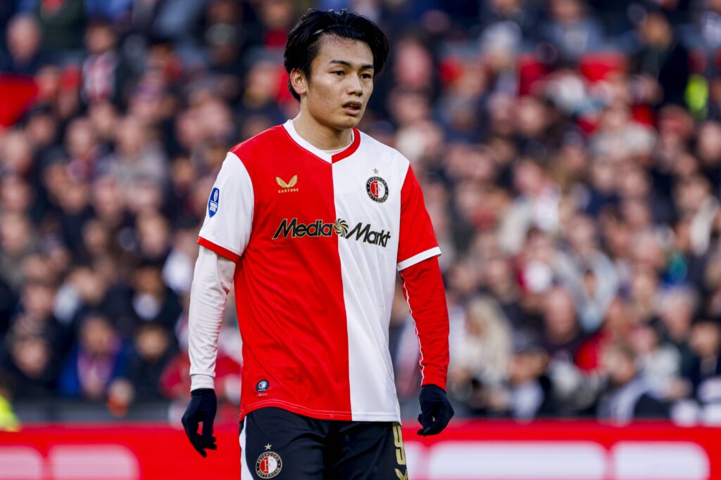 Ayase Ueda in action for Feyenoord against FC Twente at De Kuip