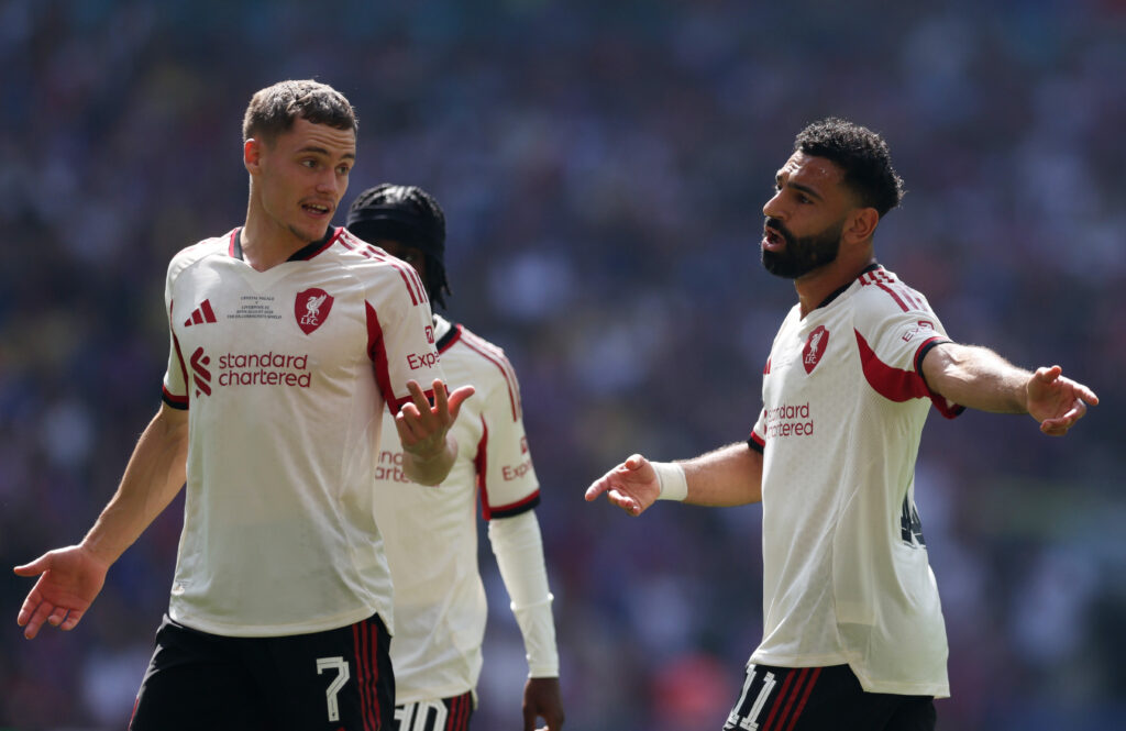 Mohamed Salah and Florian Wirtz playing for Liverpool