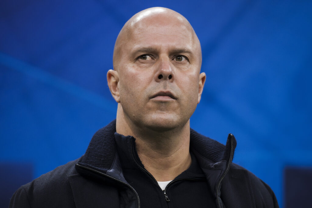 Arne Slot looks on ahead of Liverpool's UEFA Champions League match against Inter Milan at San Siro,