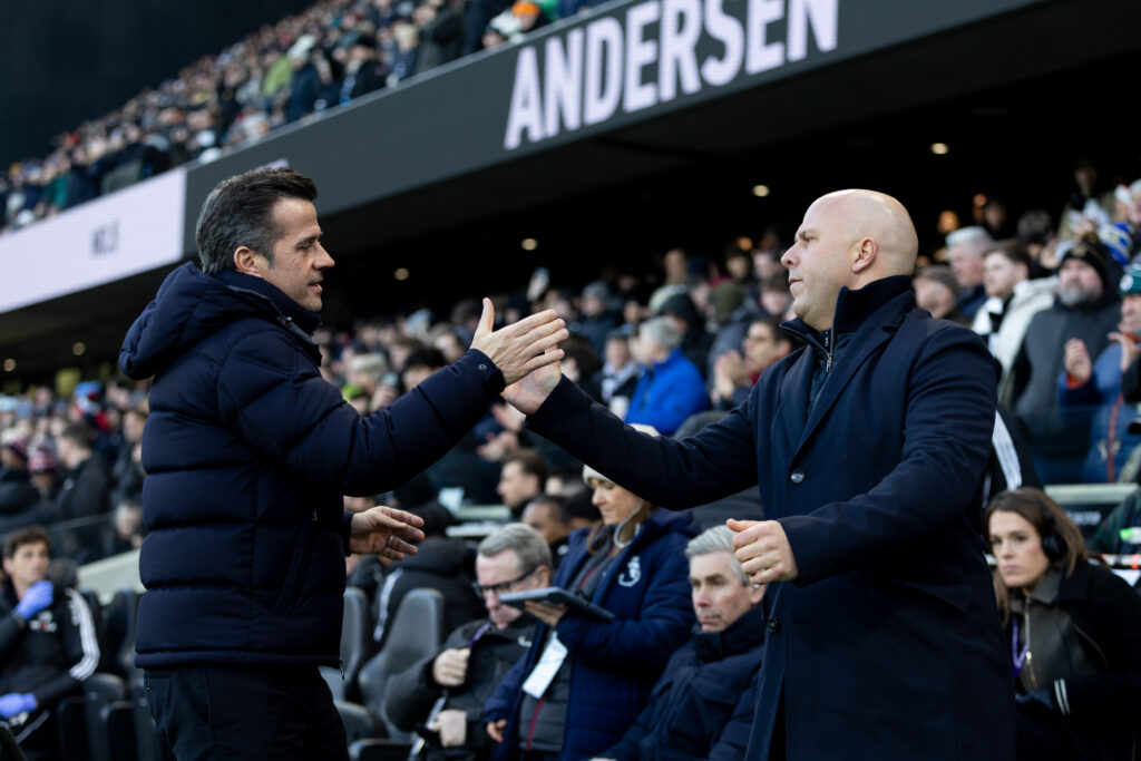 Marco Silva and Arne Slot before Fulham v Liverpool - Premier League