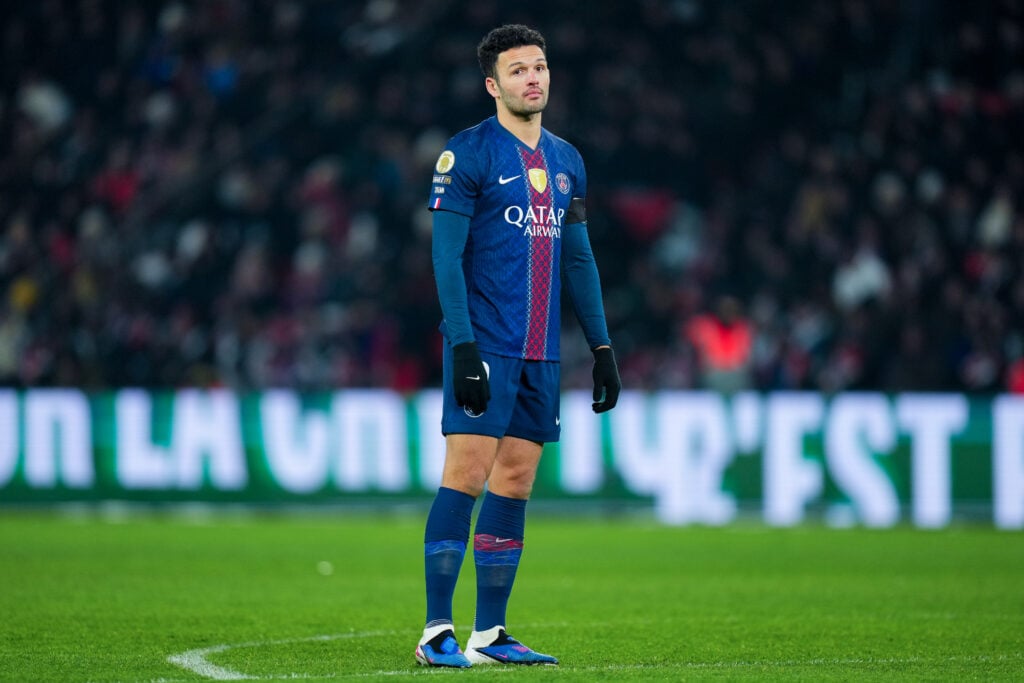 Gonçalo Ramos of PSG looks on during the Ligue 1 McDonald's match between Paris Saint-Germain FC and Paris FC at Parc des Princes