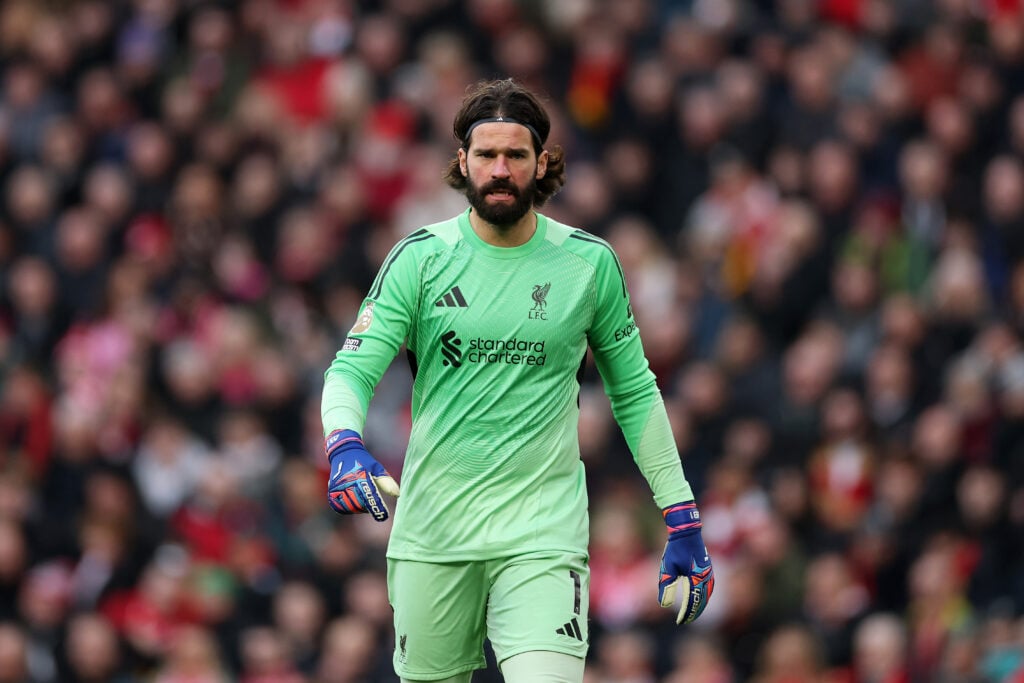 Alisson Becker pictured in action during Liverpool's Premier League match against Burnley at Anfield.