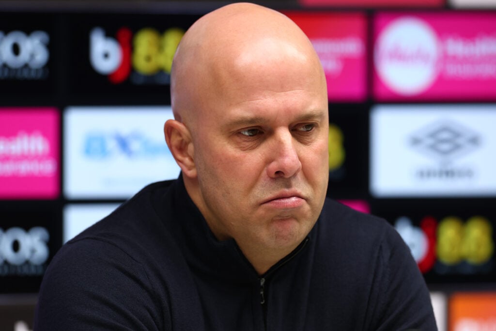 Arne Slot speaking to the media after Bournemouth v Liverpool - Premier League