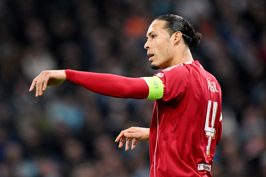 Virgil van Dijk playing for Liverpool vs Marseille