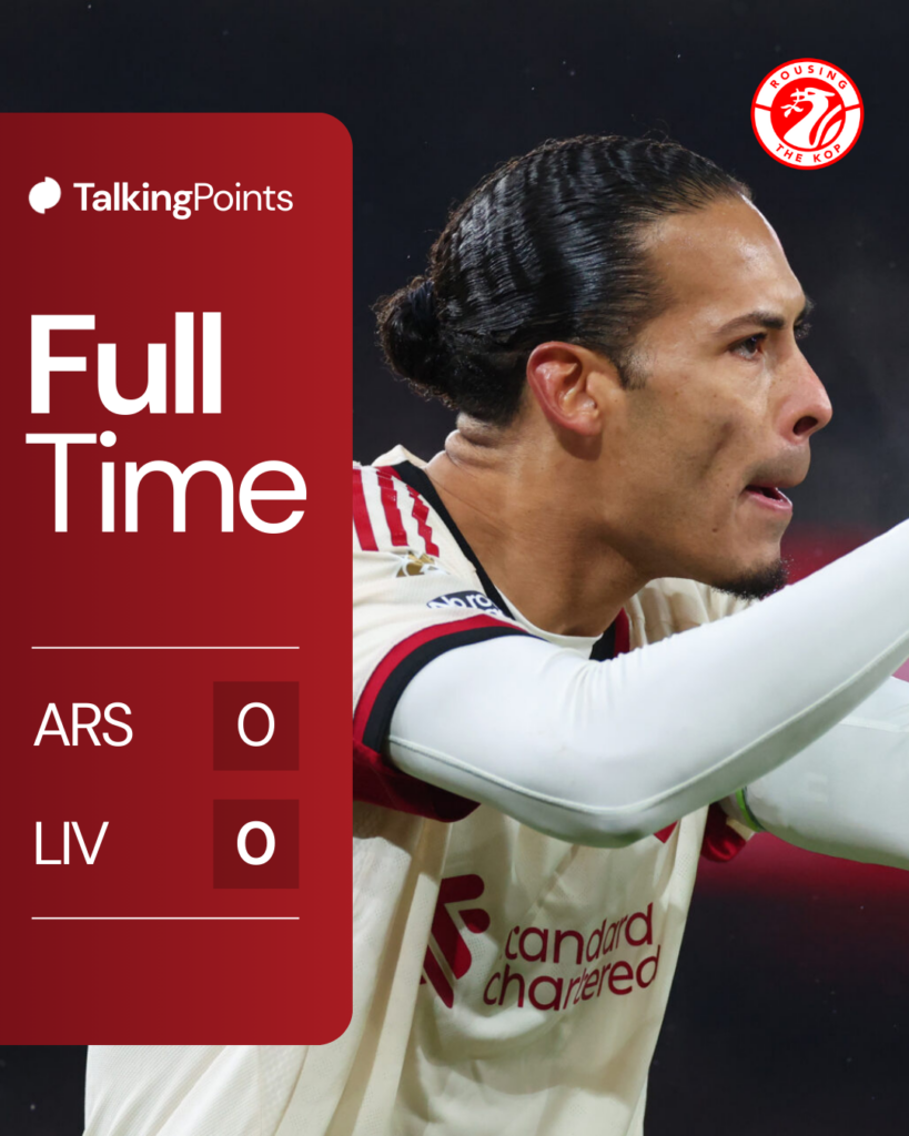 Virgil van Dijk applauds during Liverpool's Premier League match against Arsenal at the Emirates Stadium (Credit: Getty Images/Marc Atkins).