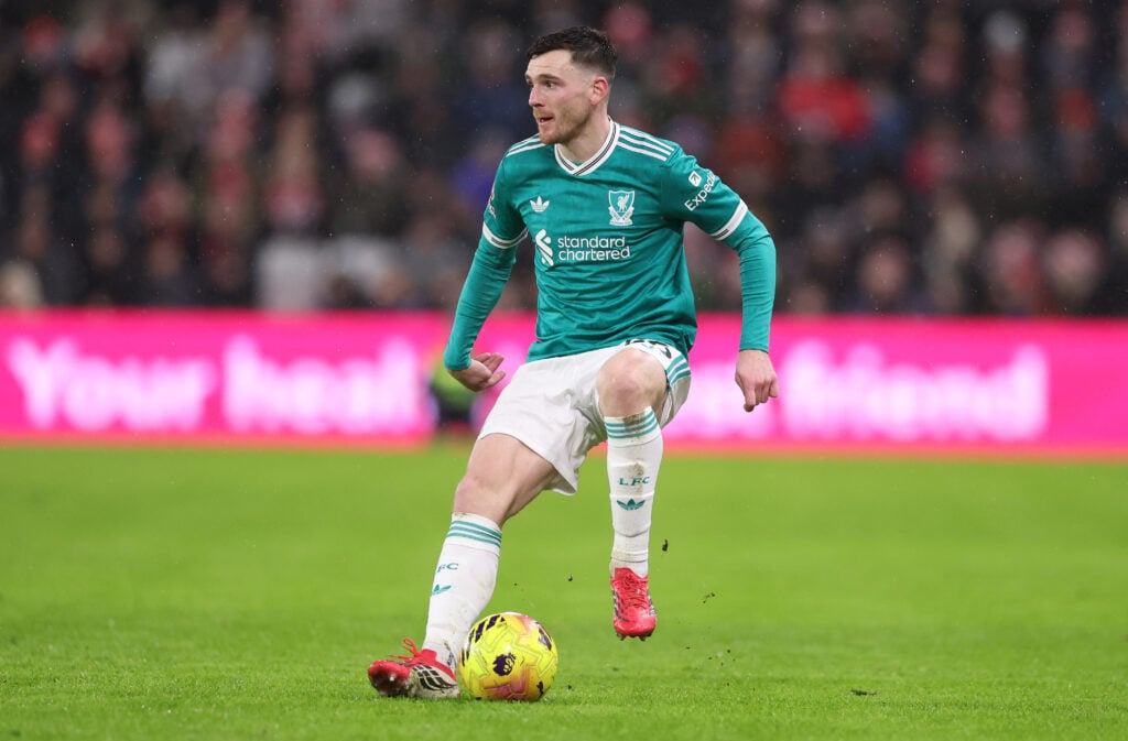 Andy Robertson pictured in possession during Liverpool's Premier League match against Sunderland at the Stadium of Light