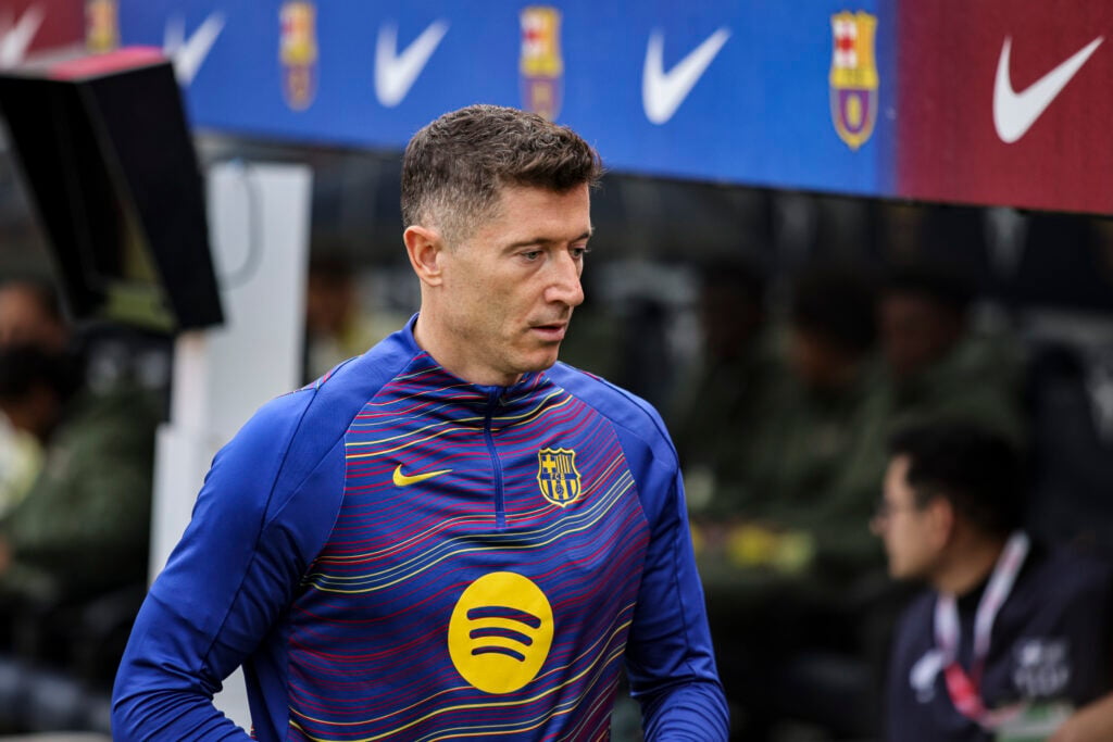 Robert Lewandowski pictured ahead of Barcelona's La Liga match against Villarreal