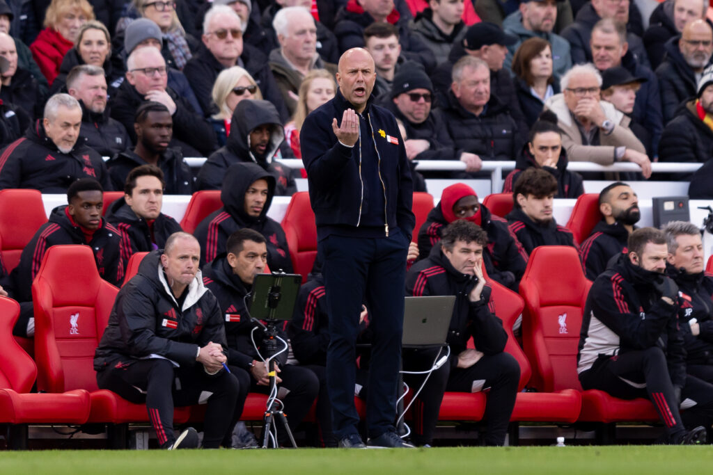 Arne Slot pictured during Liverpool's Premier League match against Tottenham Hotspur at Anfield.
