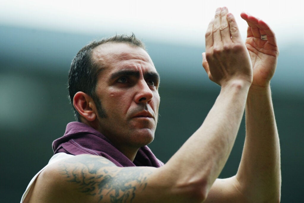 Paolo Di Canio of West Ham United celebrates an important three points gained