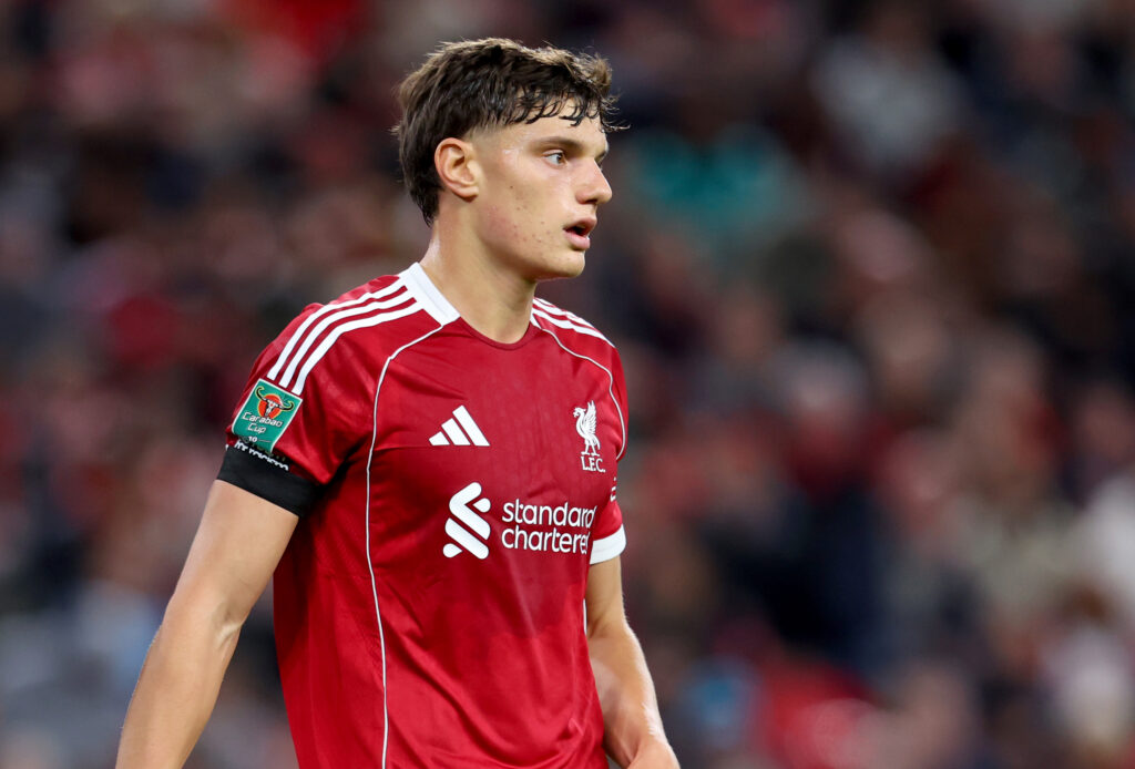 Giovanni Leoni pictured while playing for Liverpool during their Carabao Cup match against Southampton at Anfield.
