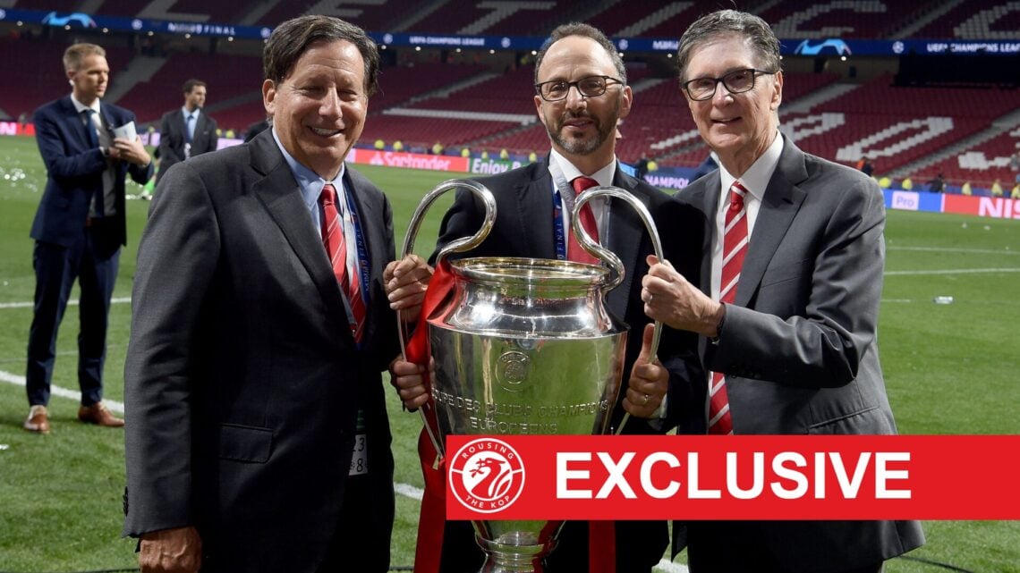 John Henry, Mike Gordon and Tom Werner hold the UEFA Champions League trophy after Liverpool defeat Tottenham Hotspur in the final at the Wanda Met...