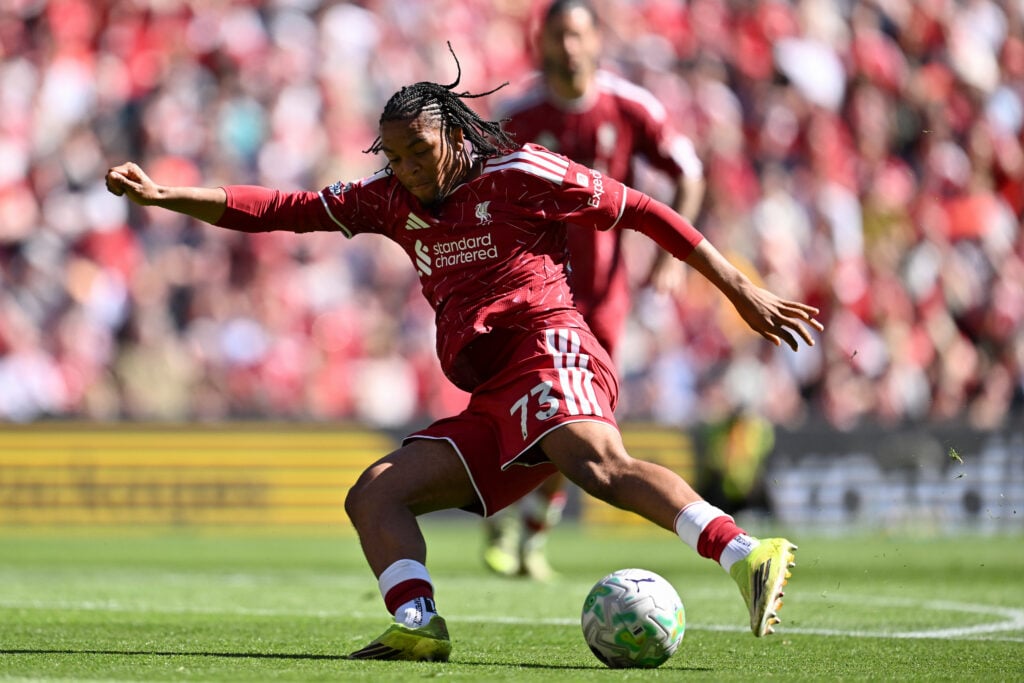 Rio Ngumoha during Liverpool v Brentford - Premier League