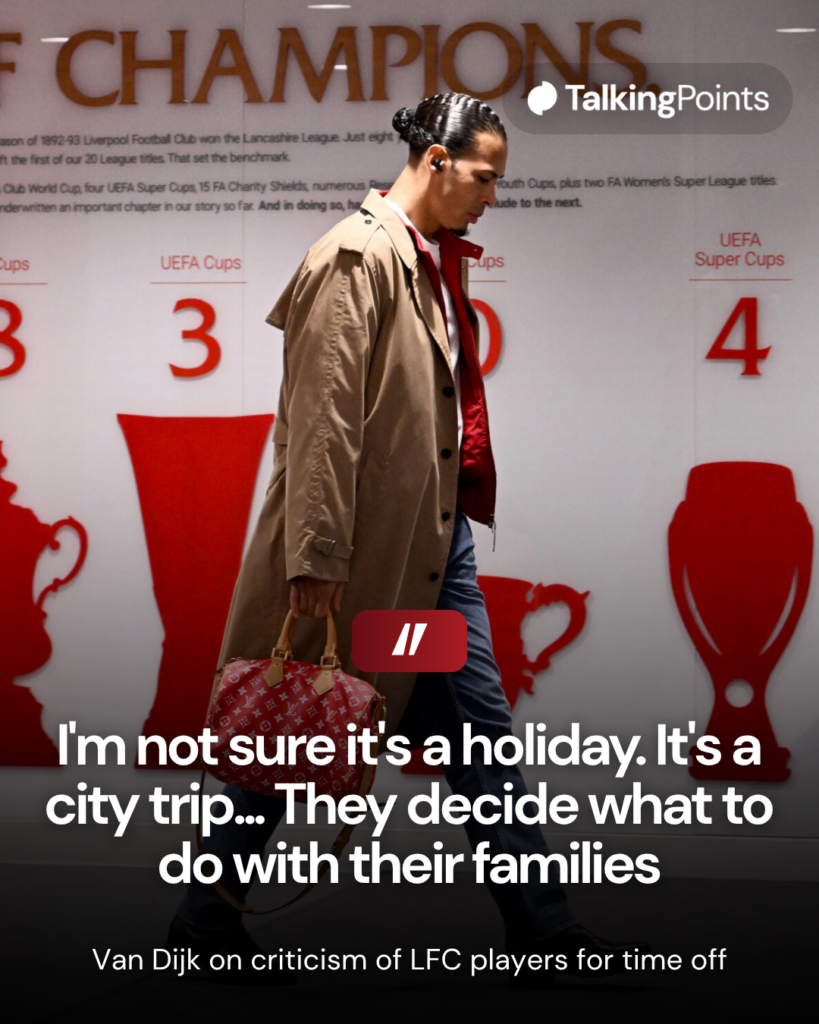 Virgil van Dijk arrives at Anfield for Liverpool's Premier League match against Newcastle United (Credit: Getty Images/Liverpool FC).