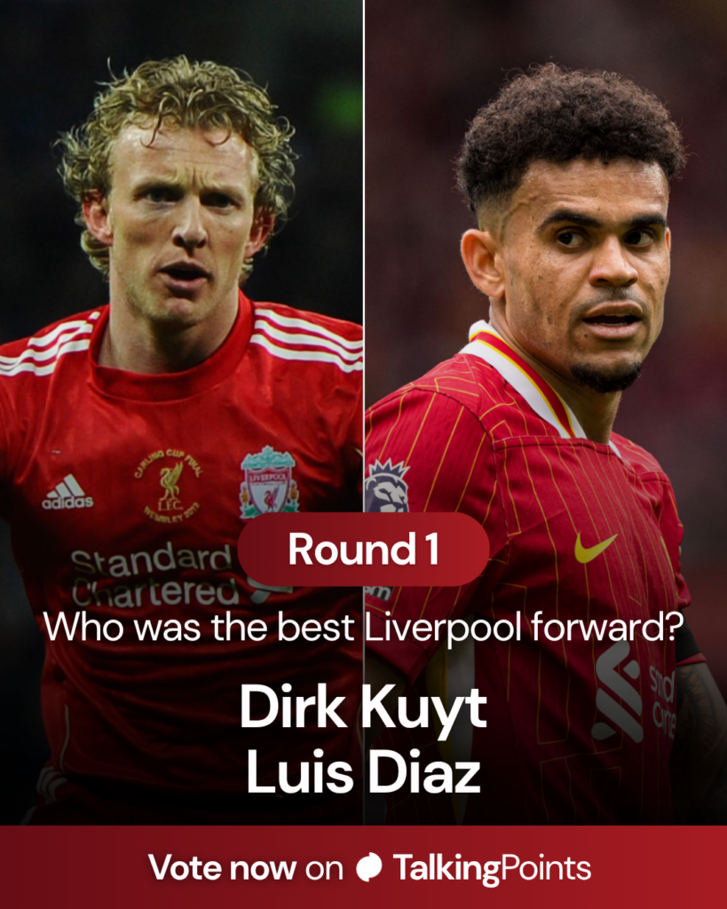 Dirk Kuyt during Liverpool v Cardiff City - Carling Cup Final. Luis Diaz plays during the Premier League match between Liverpool and West Ham United at Anfield