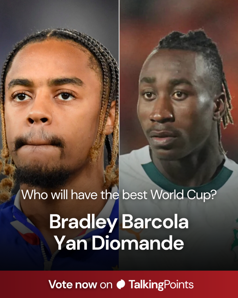 Bradley Barcola of France is in action during the FIFA World Cup 2026 qualifier Group H match between France and Iceland. Yan Diomande of Ivory Coast looks on during the AFCON Group B match between Ivory Coast and Egypt