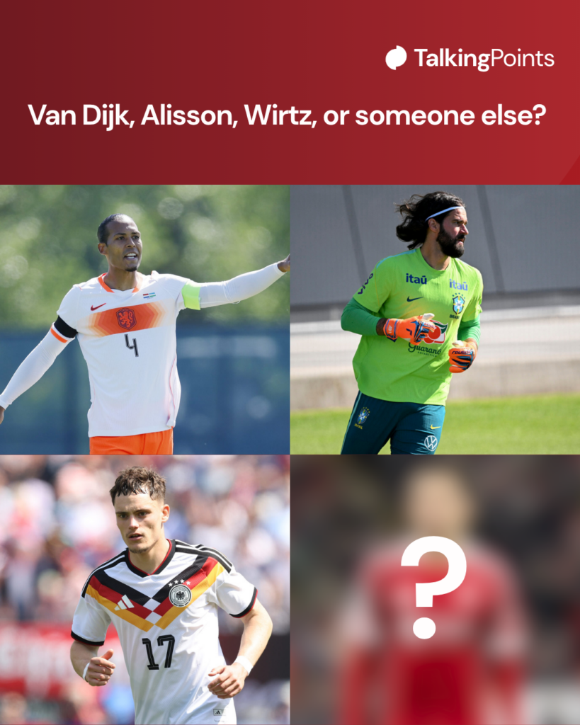 Virgil van Dijk of the Netherlands during the friendly international match between the Netherlands and Uzbekistan. Alisson takes part during a training session at Columbia Park in Morristown, New Jersey. Florian Wirtz of Germany looks on during the international friendly match between United States and Germany.