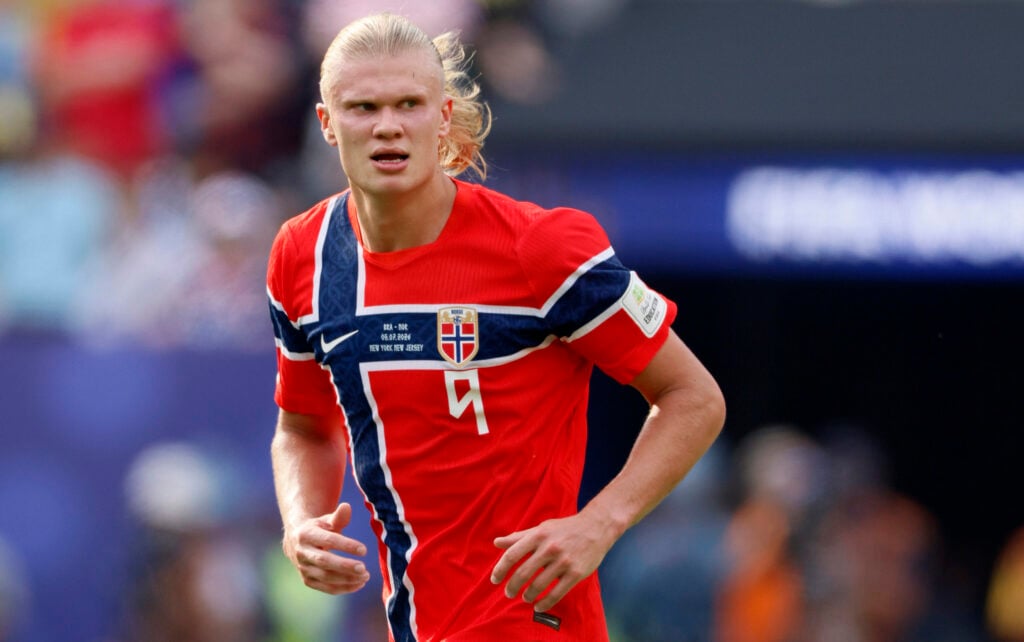 Erling Haaland of Norway pictured in action during the FIFA World Cup last-16 match against Brazil in New Jersey