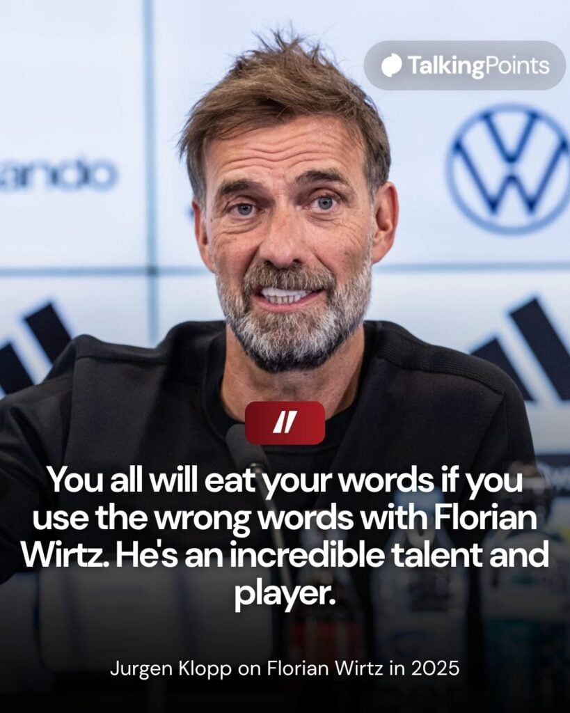 Jurgen Klopp speaks during his introductory press conference as German national team manager in Frankfurt (Credit: Getty Images/Markus Ulmer - GES Sportfoto).